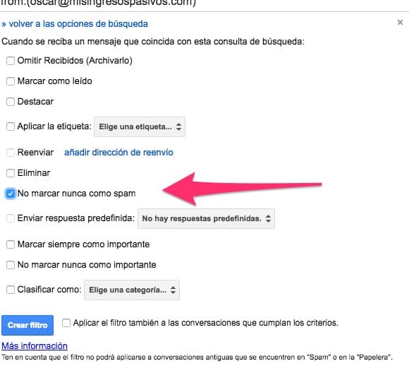 no marcar spam