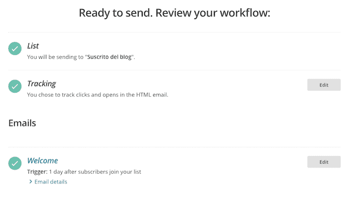 mailchimp workflow