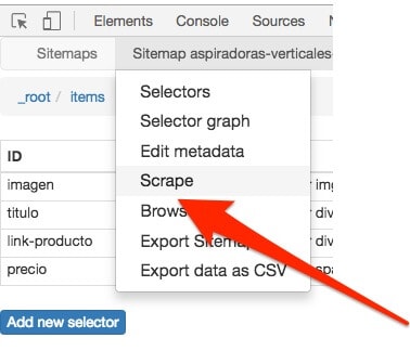 scrape productos