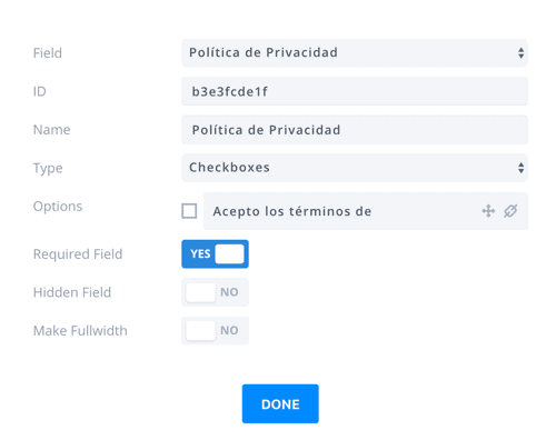 añadir enlace privacidad bloom