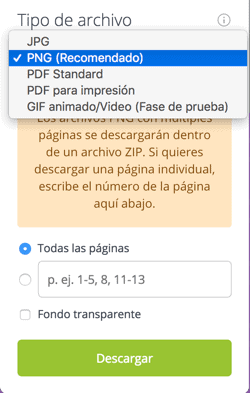 Canva opciones de descarga