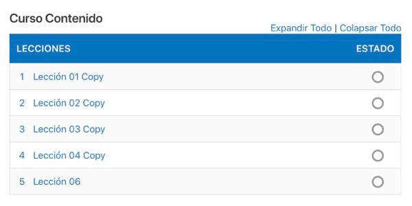 tabla contenidos learndash numero serie