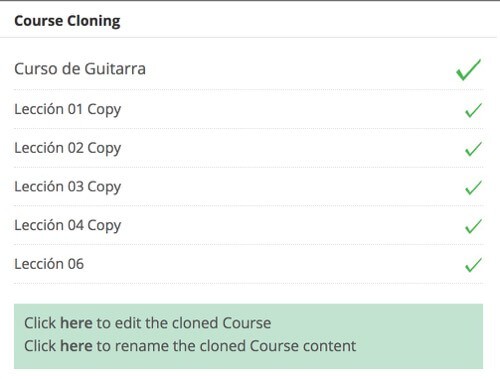 Curso y lecciones clonadas