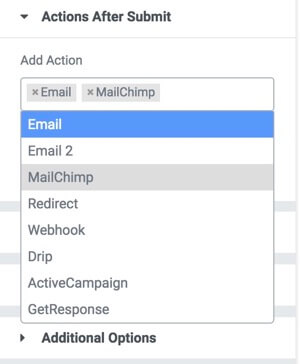 elementor service mailchimp