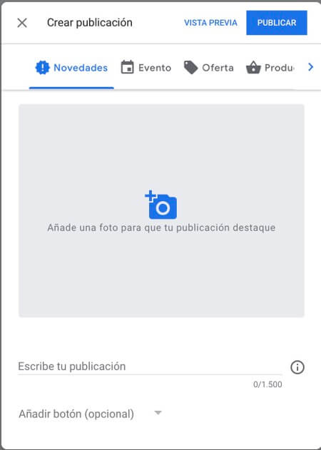 crear publicacion google my business