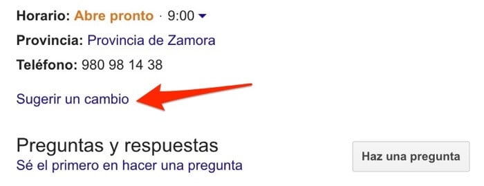 sugerir un cambio a google mybusiness