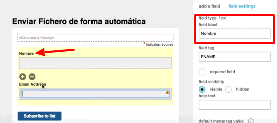 campos formulario mailchimp