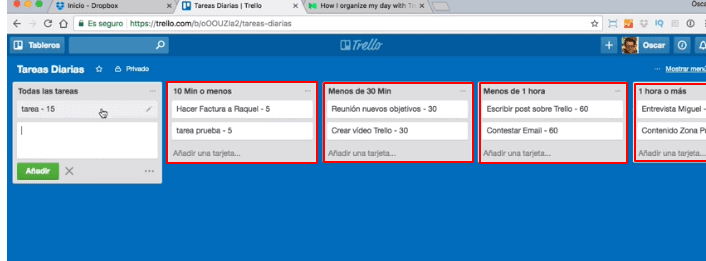 colocar por tiempo tareas