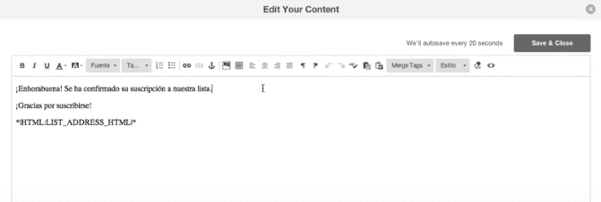 edit your content mailchimp