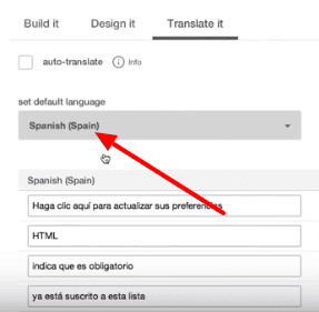 idioma spain mailchimp