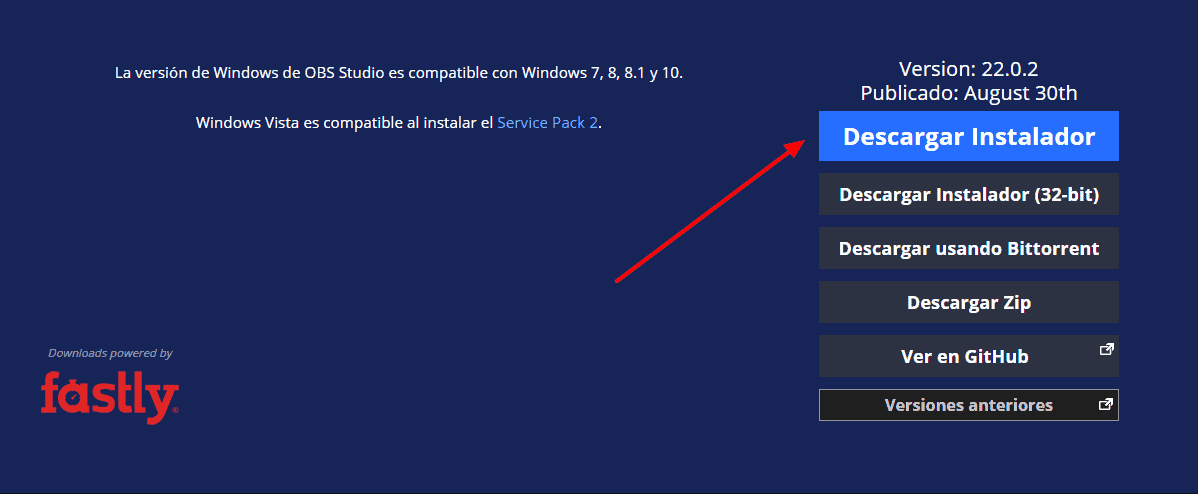 descargar instalador obs