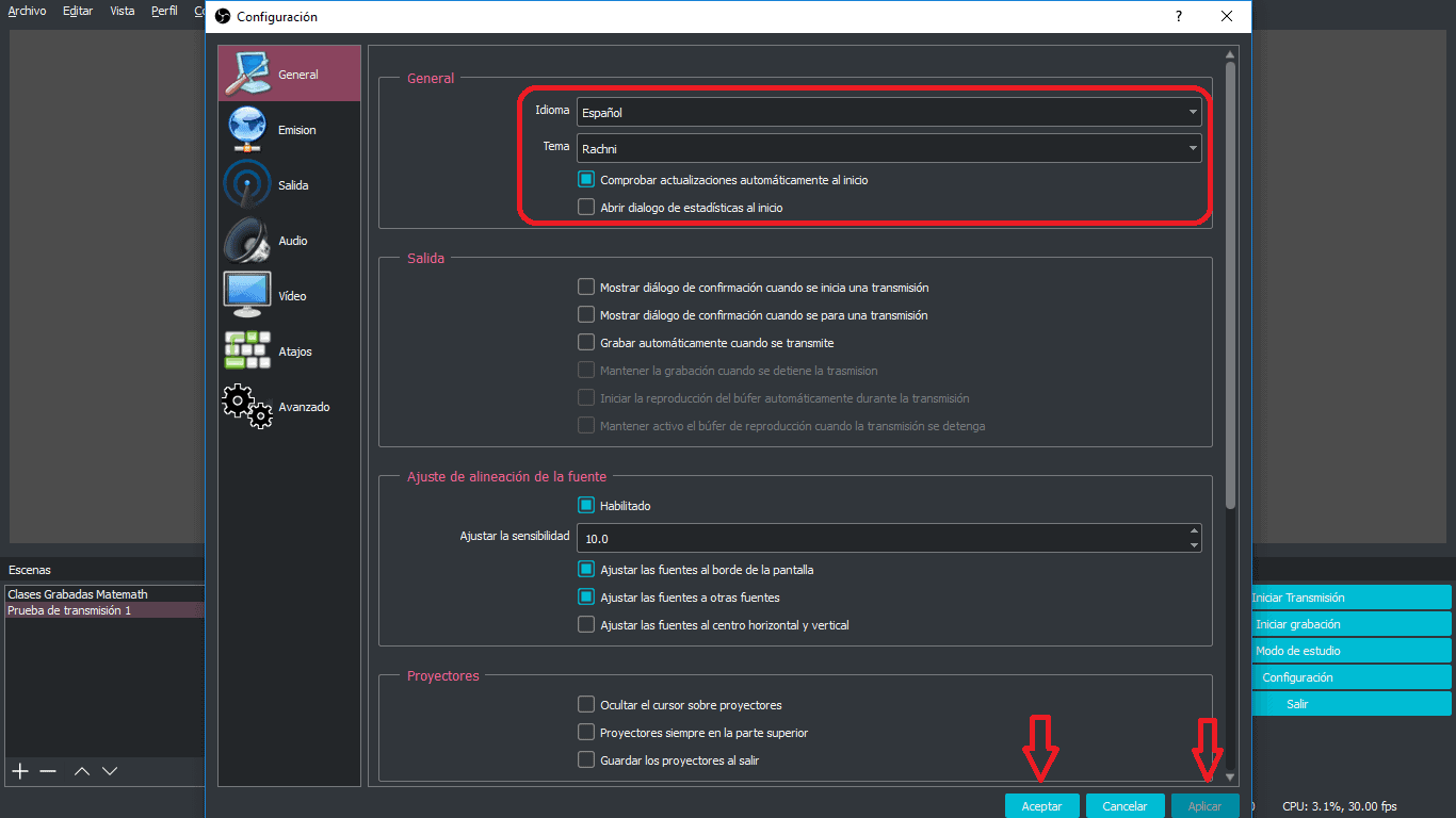 obs configuracion general