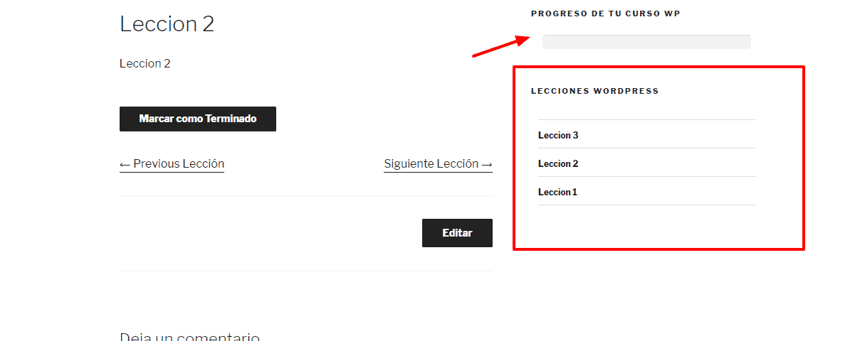 progreso curso wp
