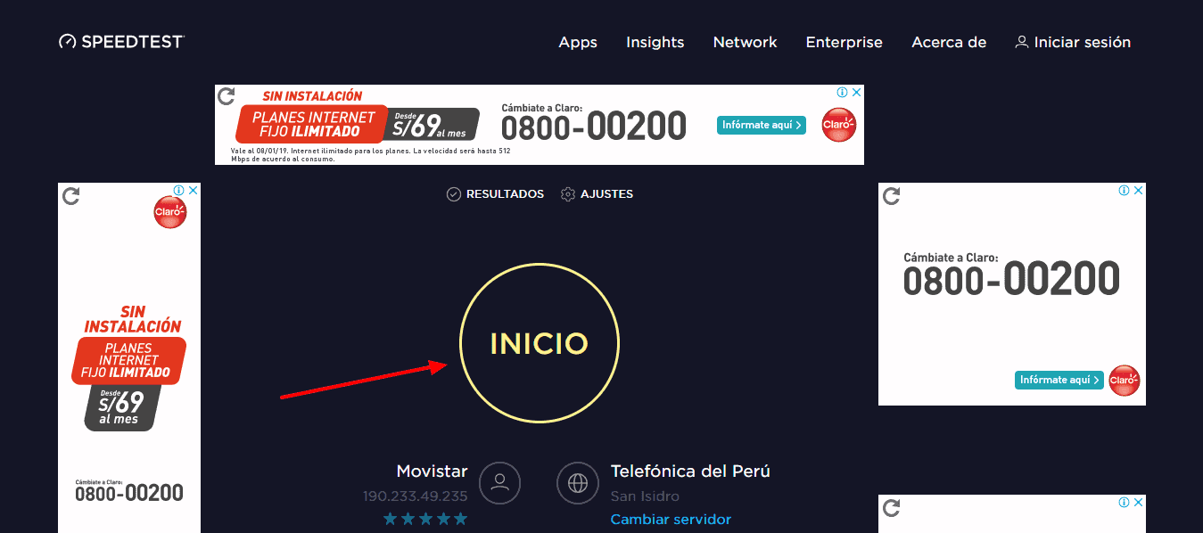 prueba velocidad internet