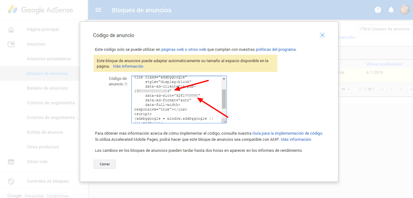 Código bloque anuncios