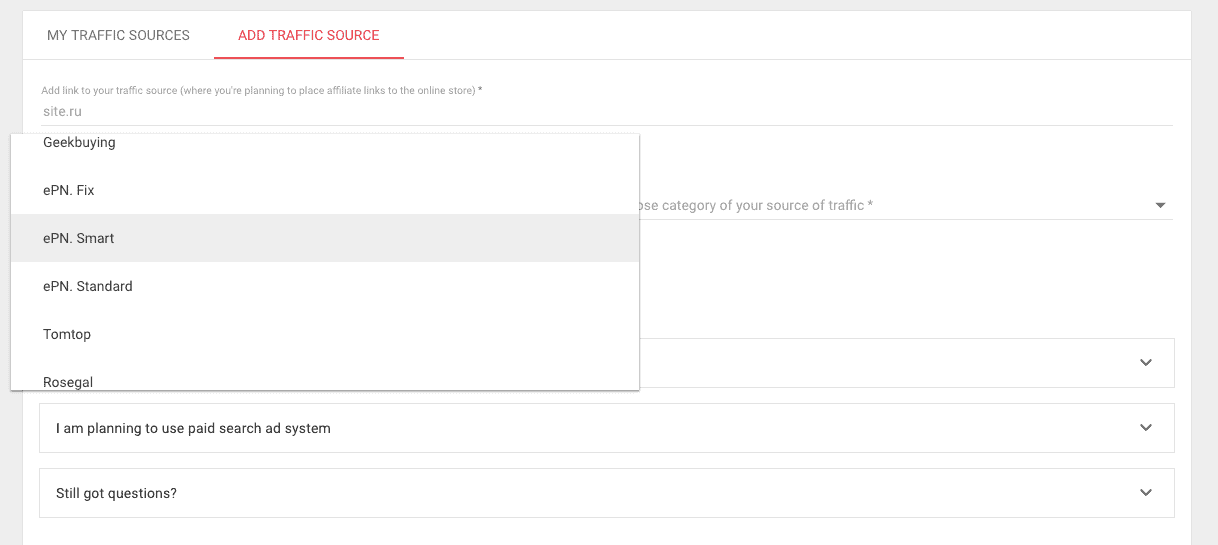 my traffic sources