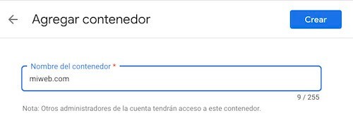 crear contenedor google optimize