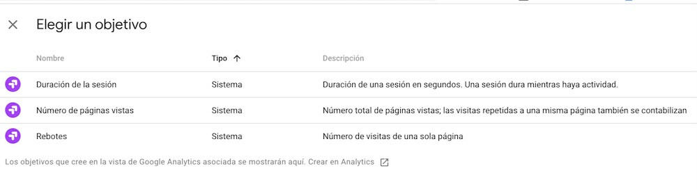 elegir objetivo optimize