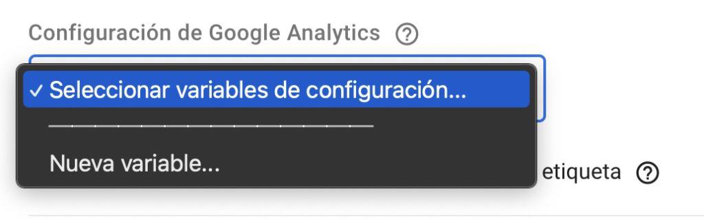 nueva variable analytics en google tag manager