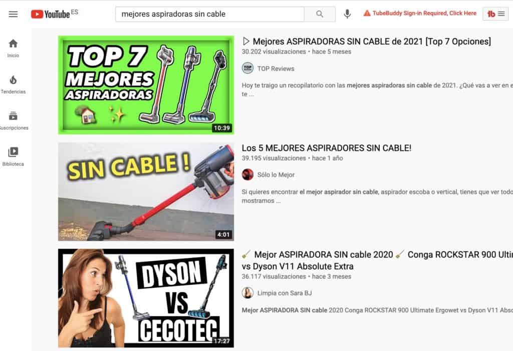 resultados youtube mejores aspiradores sin cable