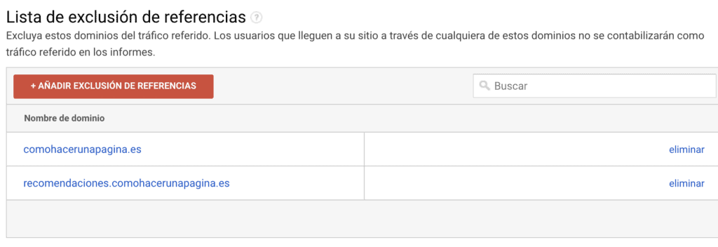 Lista de exclusión de referencias