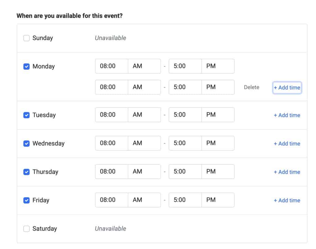 bloques horarios reuniones