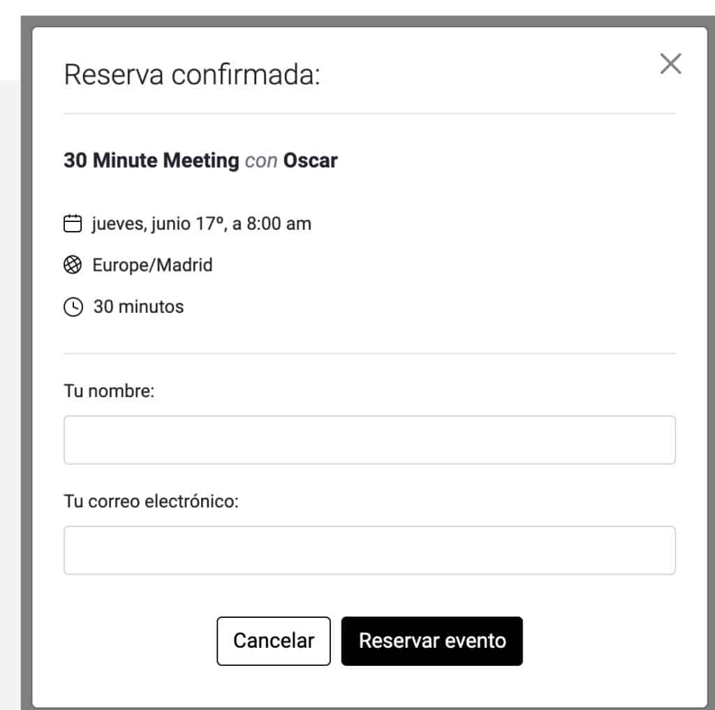Confirmar cita TidyCal Confirmar cita TidyCal