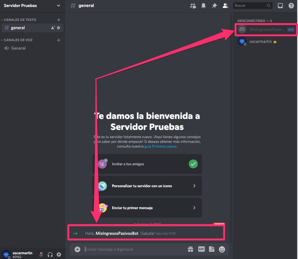 bot en el nuevo servidor