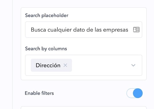 Configuración Buscador SpreadSimple