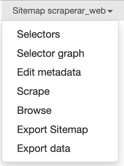 Pantalla para Exportar los datos scrapeados