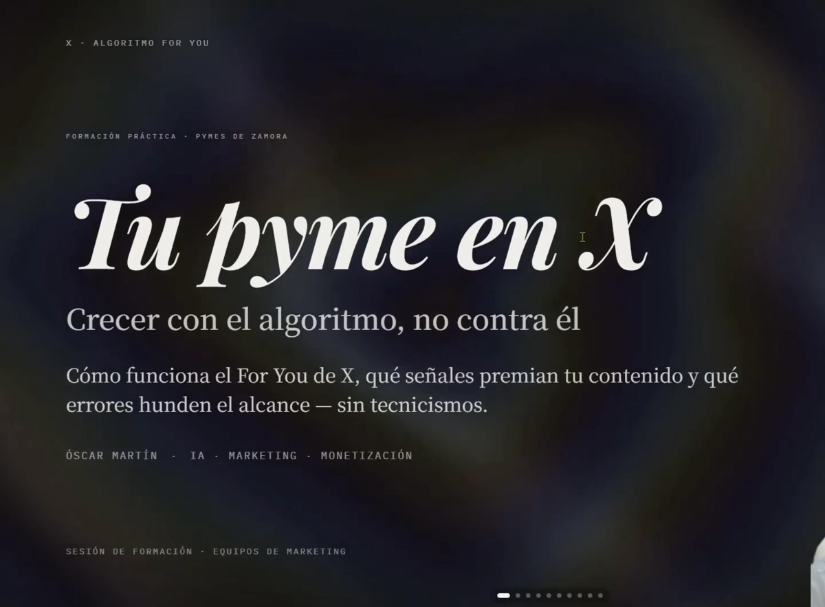 Presentación Tu pyme en X generada con Open Design desde un PDF