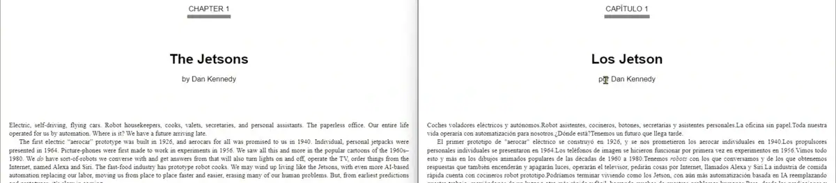 EPUB original en inglés junto al EPUB traducido al español
