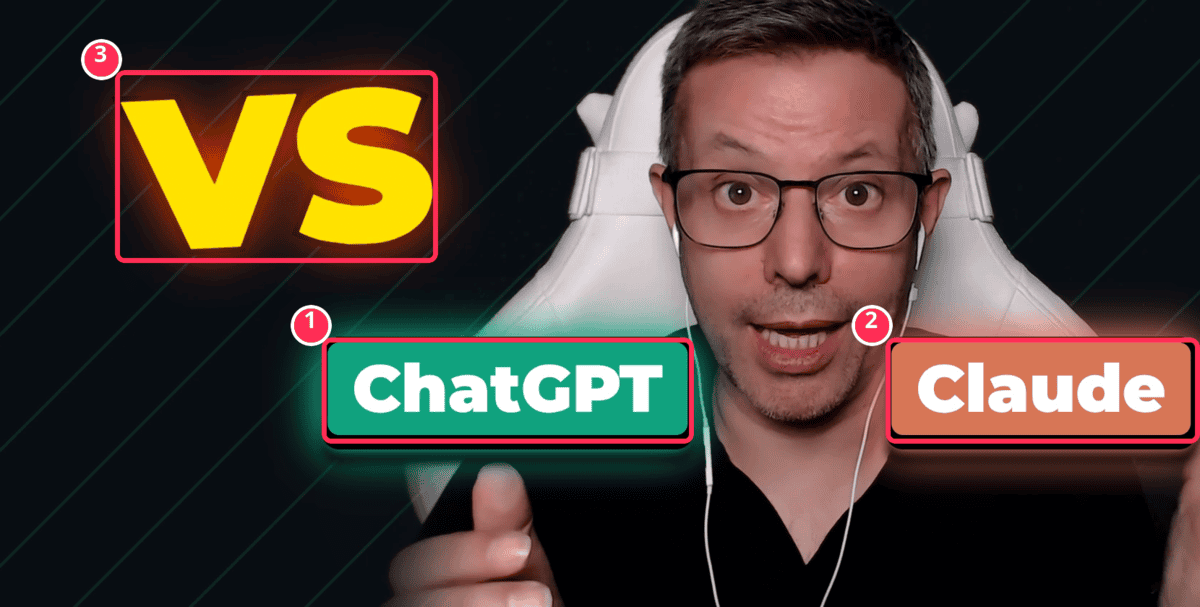 Claude Code coloca las etiquetas ChatGPT y Claude sobre las manos de Óscar Martín con un VS animado