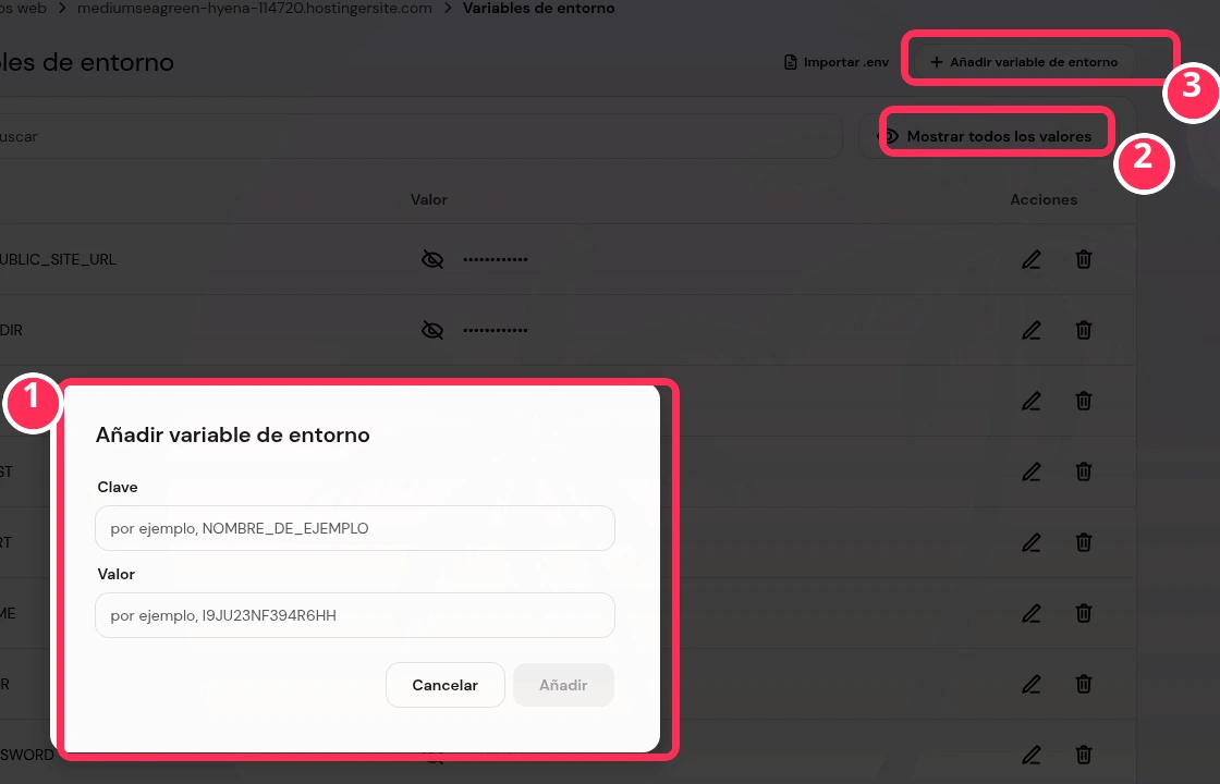 Añadir la variable de entorno ADMIN_INITIAL_PASSWORD en hPanel de Hostinger